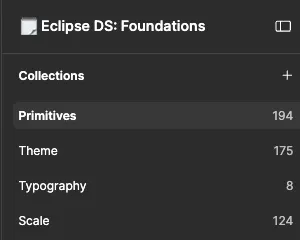 After - Eclipse 2.0 token structure. 2 levels, 4 collections 